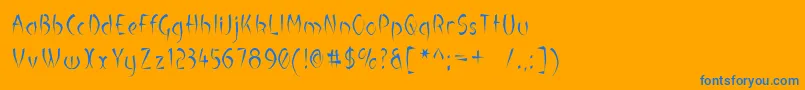 Luteousm-Schriftart – Blaue Schriften auf orangefarbenem Hintergrund