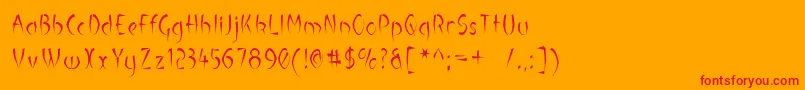 Luteousm-Schriftart – Rote Schriften auf orangefarbenem Hintergrund