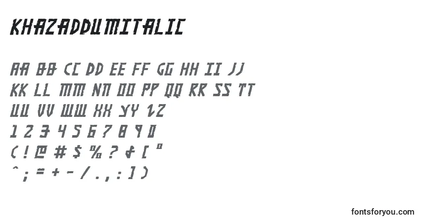 Fuente KhazadDumItalic - alfabeto, números, caracteres especiales
