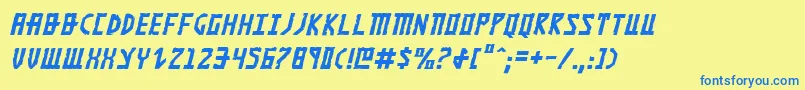 フォントKhazadDumItalic – 青い文字が黄色の背景にあります。