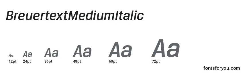 Größen der Schriftart BreuertextMediumItalic