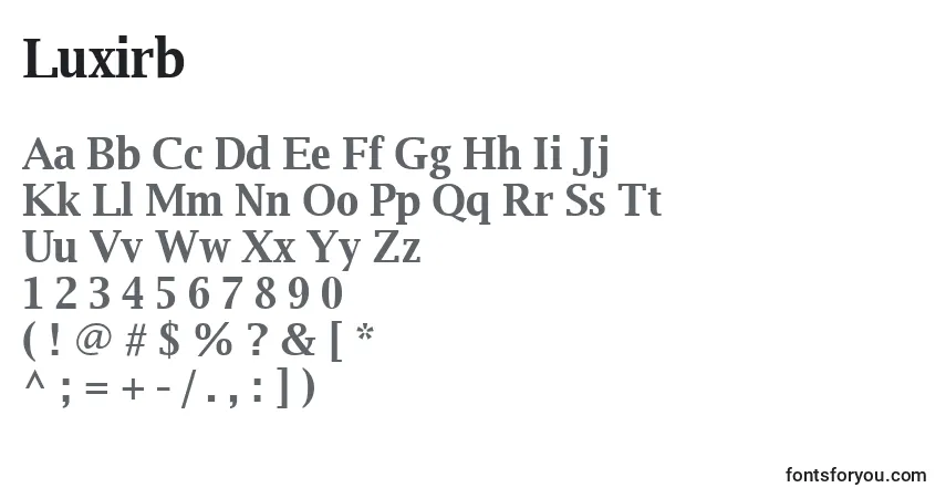 A fonte Luxirb – alfabeto, números, caracteres especiais