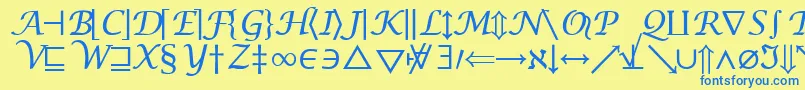 Czcionka InsightMathSymbolSsiSymbol – niebieskie czcionki na żółtym tle