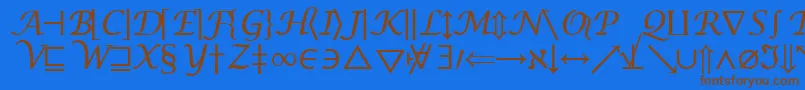 フォントInsightMathSymbolSsiSymbol – 茶色の文字が青い背景にあります。