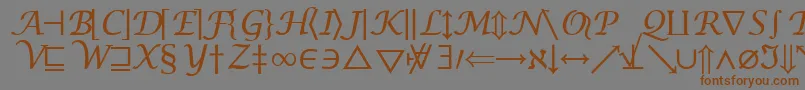 フォントInsightMathSymbolSsiSymbol – 茶色の文字が灰色の背景にあります。