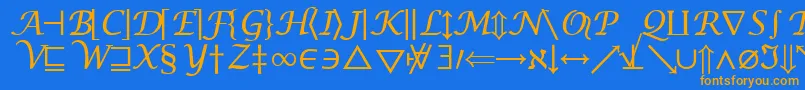 フォントInsightMathSymbolSsiSymbol – オレンジ色の文字が青い背景にあります。