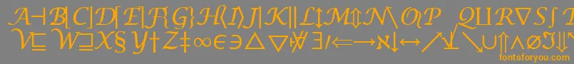 フォントInsightMathSymbolSsiSymbol – オレンジの文字は灰色の背景にあります。