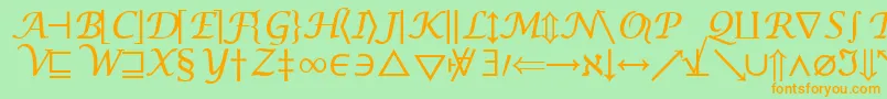 InsightMathSymbolSsiSymbol-Schriftart – Orangefarbene Schriften auf grünem Hintergrund