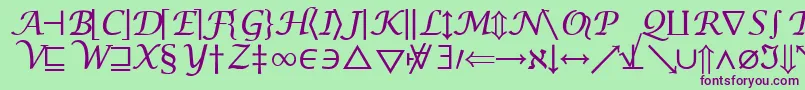 フォントInsightMathSymbolSsiSymbol – 緑の背景に紫のフォント