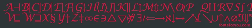 フォントInsightMathSymbolSsiSymbol – 黒い背景に赤い文字