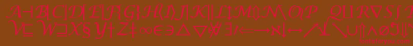 フォントInsightMathSymbolSsiSymbol – 赤い文字が茶色の背景にあります。