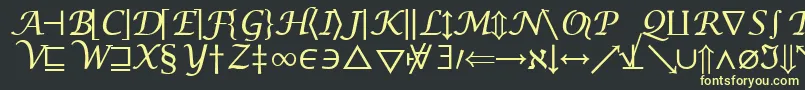 フォントInsightMathSymbolSsiSymbol – 黒い背景に黄色の文字