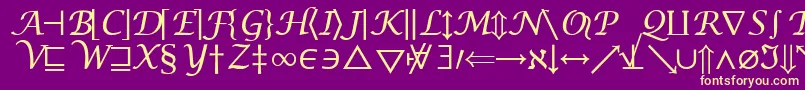 フォントInsightMathSymbolSsiSymbol – 紫の背景に黄色のフォント