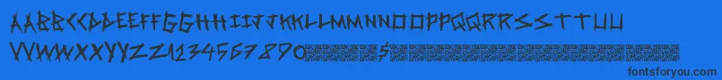 Springrage-Schriftart – Schwarze Schriften auf blauem Hintergrund