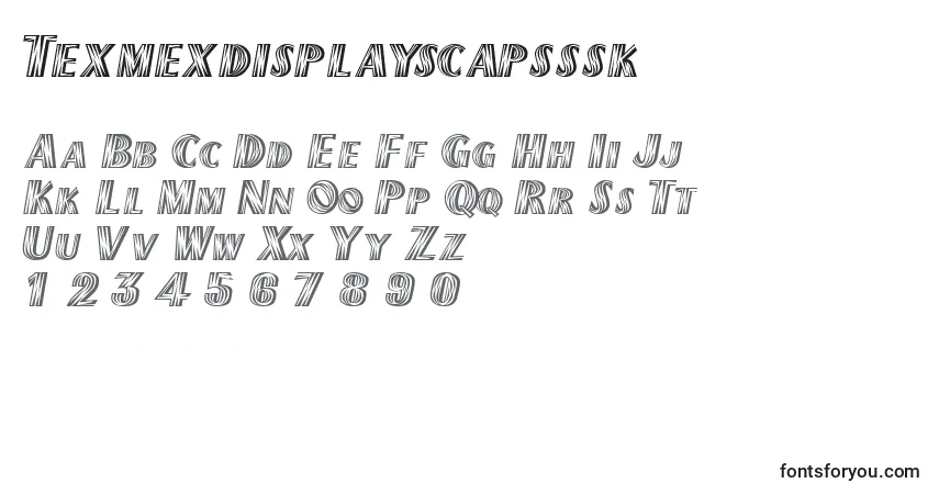 A fonte Texmexdisplayscapsssk – alfabeto, números, caracteres especiais