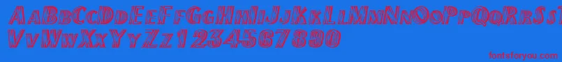 Texmexdisplayscapsssk-fontti – punaiset fontit sinisellä taustalla