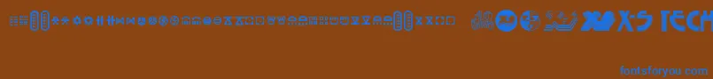 SeizedXS-Schriftart – Blaue Schriften auf braunem Hintergrund