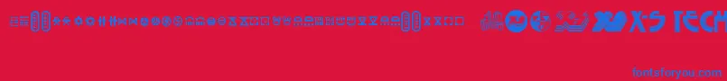 SeizedXS-Schriftart – Blaue Schriften auf rotem Hintergrund