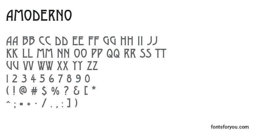 Schriftart AModerno – Alphabet, Zahlen, spezielle Symbole