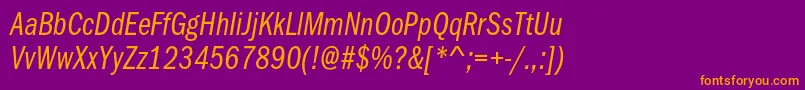 FranklingothicbookcmpcItalic Font – Orange Fonts on Purple Background