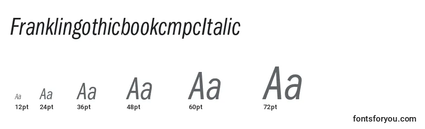 Размеры шрифта FranklingothicbookcmpcItalic