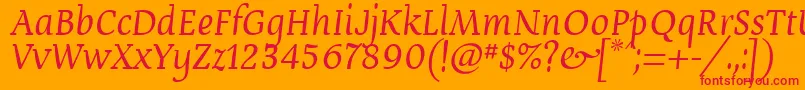 フォントDevroyun – オレンジの背景に赤い文字