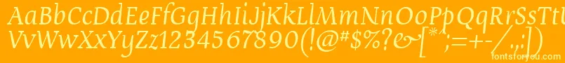 Devroyun-fontti – keltaiset fontit oranssilla taustalla