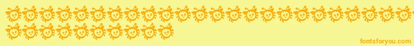 フォントCuddlebugsBug – オレンジの文字が黄色の背景にあります。