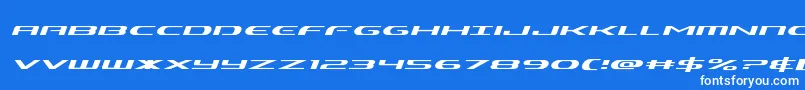 フォントAlphamenexpandital – 青い背景に白い文字
