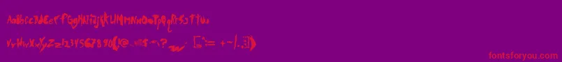 Duertwoo-Schriftart – Rote Schriften auf violettem Hintergrund