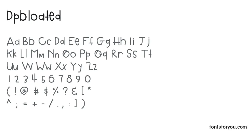 Шрифт Dpbloated – алфавит, цифры, специальные символы