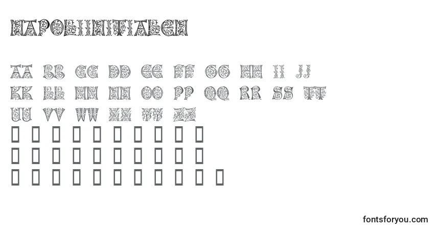 Шрифт NapoliInitialen – алфавит, цифры, специальные символы