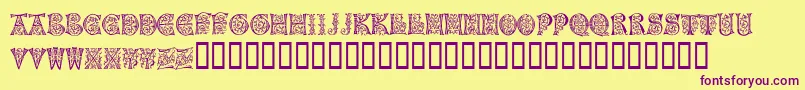 NapoliInitialen Font – Purple Fonts on Yellow Background
