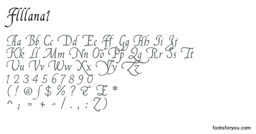 A fonte Flllana1 – alfabeto, números, caracteres especiais