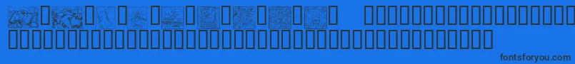 KrEasterSquares-Schriftart – Schwarze Schriften auf blauem Hintergrund