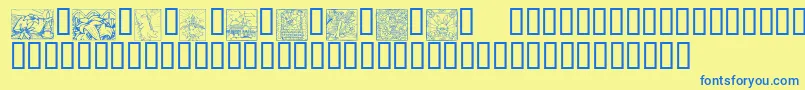 KrEasterSquares Font – Blue Fonts on Yellow Background