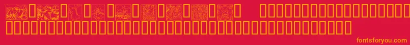 KrEasterSquares Font – Orange Fonts on Red Background