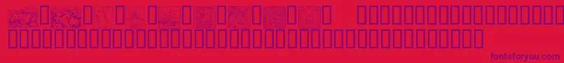 Czcionka KrEasterSquares – fioletowe czcionki na czerwonym tle