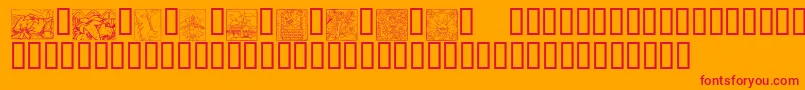 KrEasterSquares-Schriftart – Rote Schriften auf orangefarbenem Hintergrund
