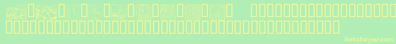 フォントKrEasterSquares – 黄色の文字が緑の背景にあります