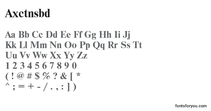 Czcionka Axctnsbd – alfabet, cyfry, specjalne znaki