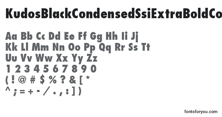 Schriftart KudosBlackCondensedSsiExtraBoldCondensed – Alphabet, Zahlen, spezielle Symbole
