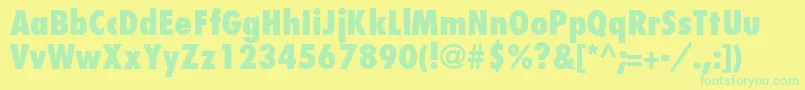 KudosBlackCondensedSsiExtraBoldCondensed-fontti – vihreät fontit keltaisella taustalla