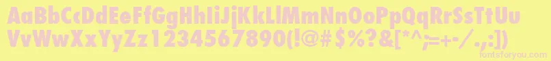 KudosBlackCondensedSsiExtraBoldCondensed-fontti – vaaleanpunaiset fontit keltaisella taustalla