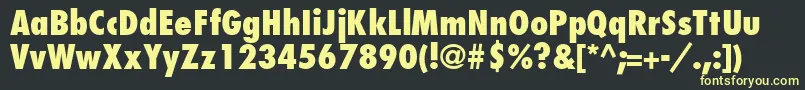 Fonte KudosBlackCondensedSsiExtraBoldCondensed – fontes amarelas em um fundo preto