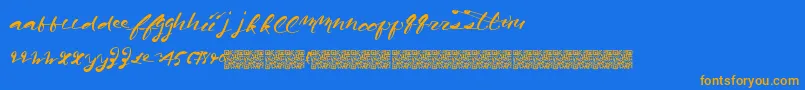 Californiaharvest-Schriftart – Orangefarbene Schriften auf blauem Hintergrund