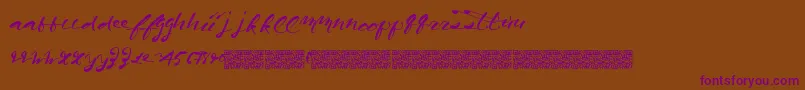 Weitere Informationen zur Californiaharvest-Schriftart Californiaharvest-Schriftart – Violette Schriften auf braunem Hintergrund