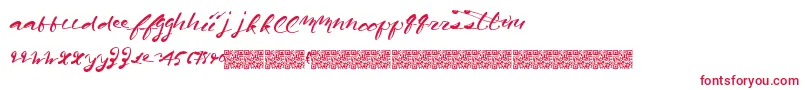 Californiaharvest-Schriftart – Rote Schriften auf weißem Hintergrund