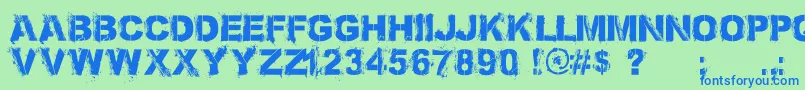 Шрифт BronxBystreets1.4PersonalUseOnly – синие шрифты на зелёном фоне