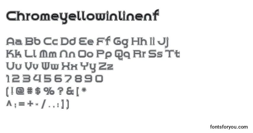 Шрифт Chromeyellowinlinenf – алфавит, цифры, специальные символы